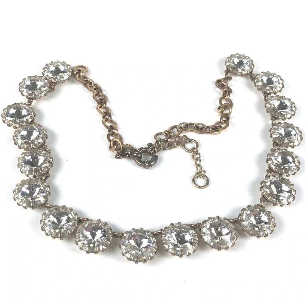 J Crew Anna Wintour Necklace Georgian Collet Rivière Rivoli Clear Crystal Brulee